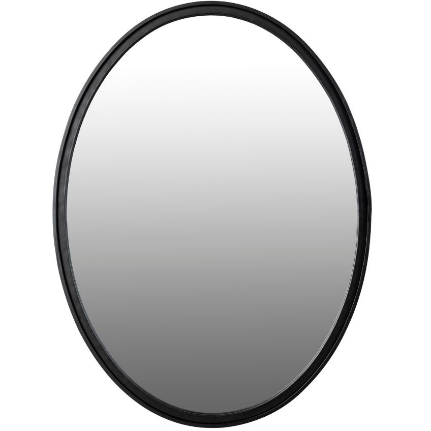 White Label Černé oválné závěsné zrcadlo