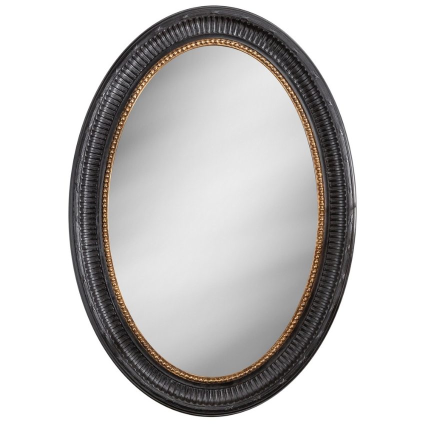 Moebel Living Černé oválné závěsné zrcadlo Balton