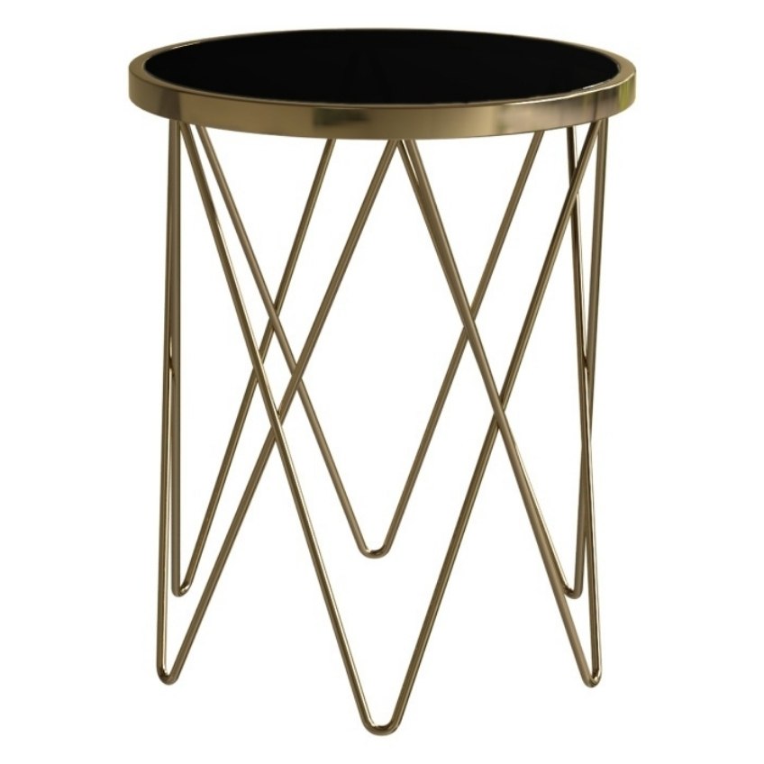 Černo zlatý skleněný odkládací stolek Miotto Belaria 50