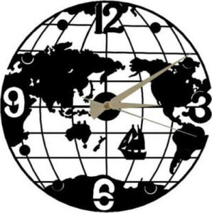 Černé nástěnné hodiny Globe Clock