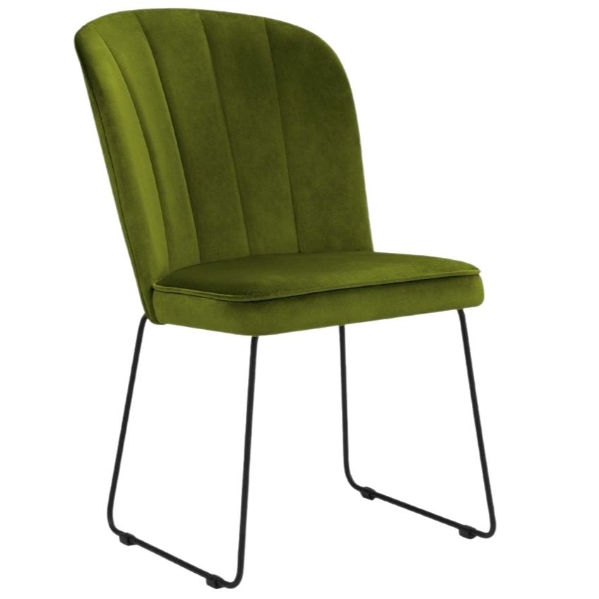 Zelená sametová jídelní židle MICADONI CABRI