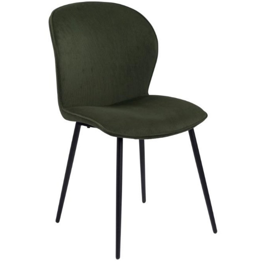Scandi Olivově zelená sametová jídelní židle