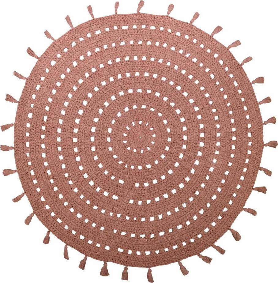 Starorůžový bavlněný ručně vyrobený koberec