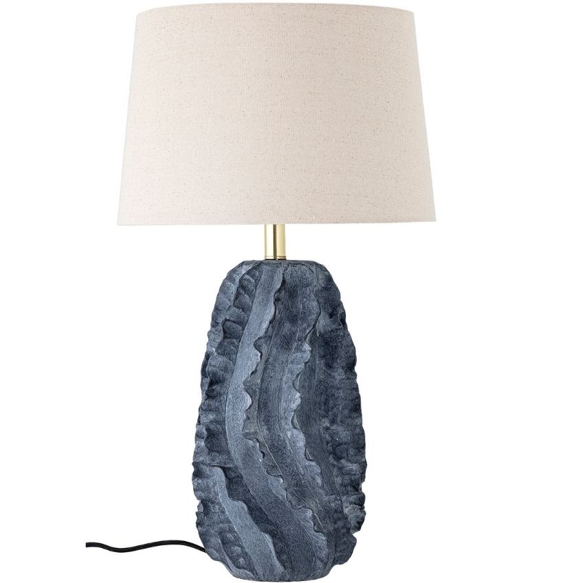 Modrá terakotová stolní lampa se lněným