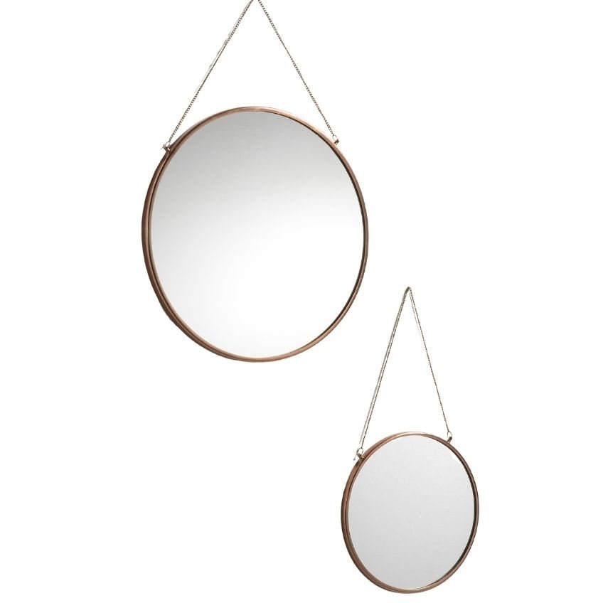 Set dvou měděných závěsných zrcadel Kave