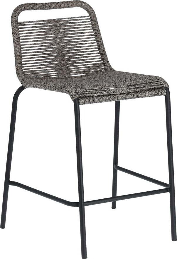 Šedá barová židle s ocelovou konstrukcí Kave