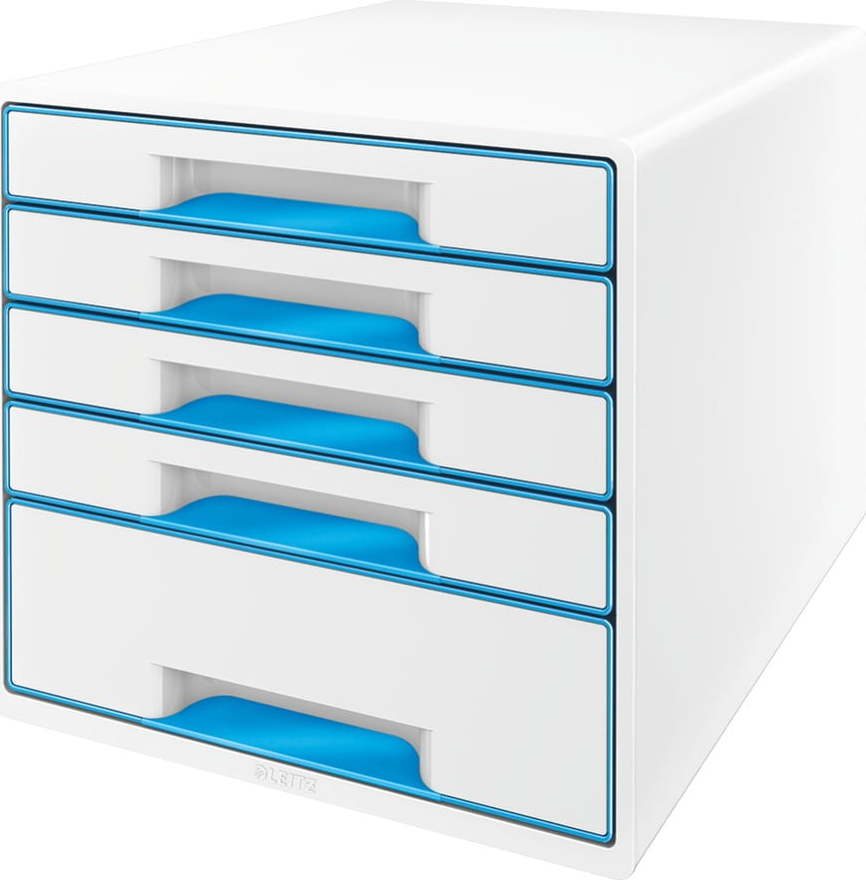 Bílo-modrý zásuvkový box Leitz WOW
