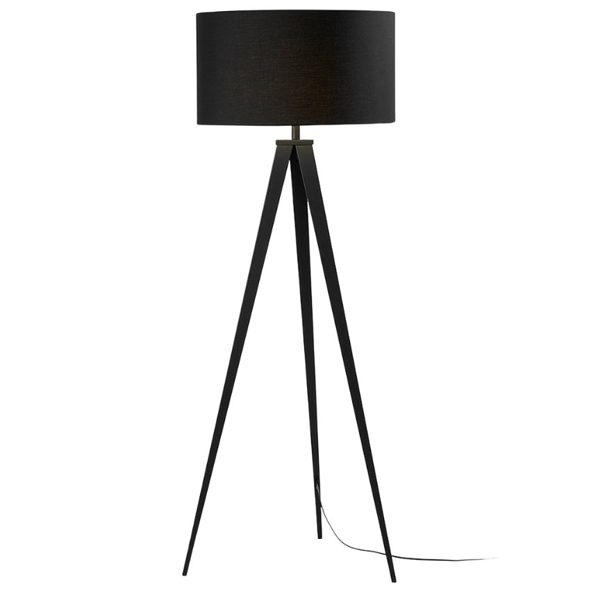 Černá bavlněná stojací lampa Kave Home