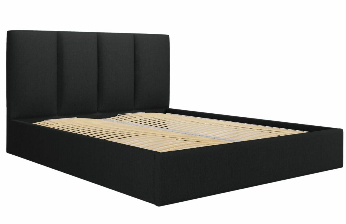 Černá látková dvoulůžková postel MICADONI Pyla 180 x