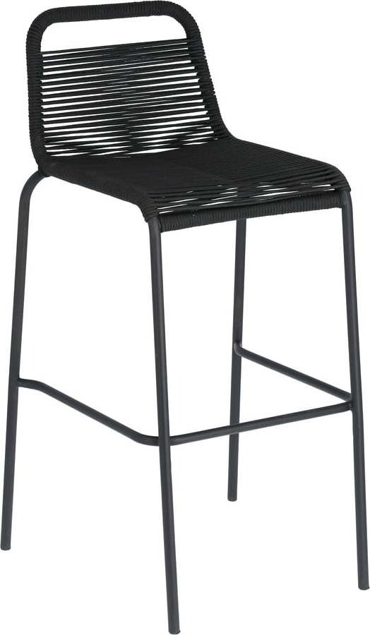Černá barová židle s ocelovou konstrukcí
