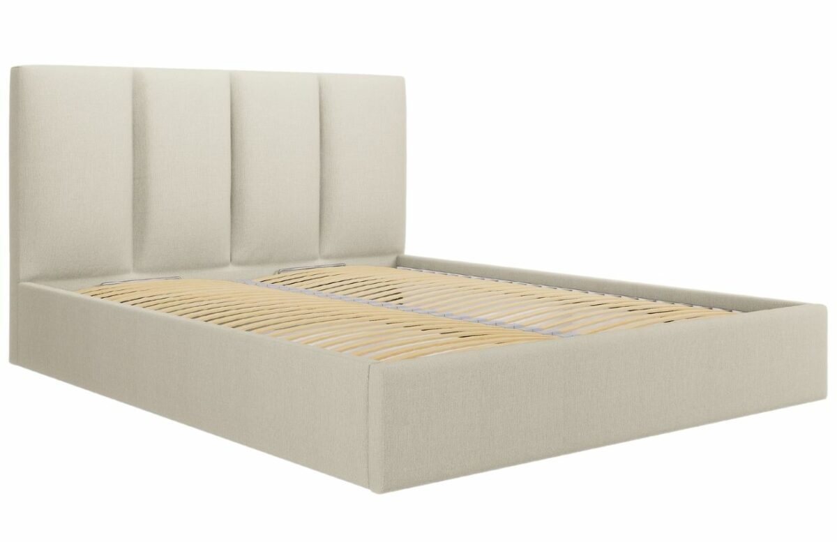 Béžová látková dvoulůžková postel MICADONI Pyla 180 x