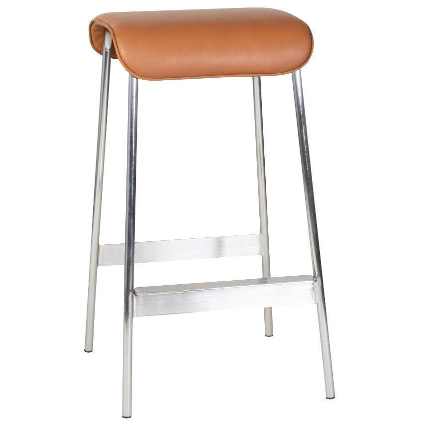 Koňakově hnědá koženková barová židle Hübsch