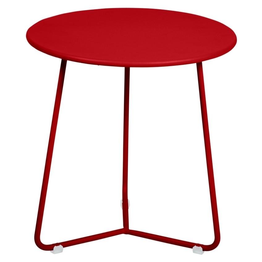 Makově červený kovový odkládací stolek Fermob