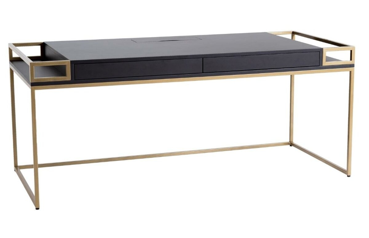Nordic Design Černo zlatý lakovaný pracovní stůl