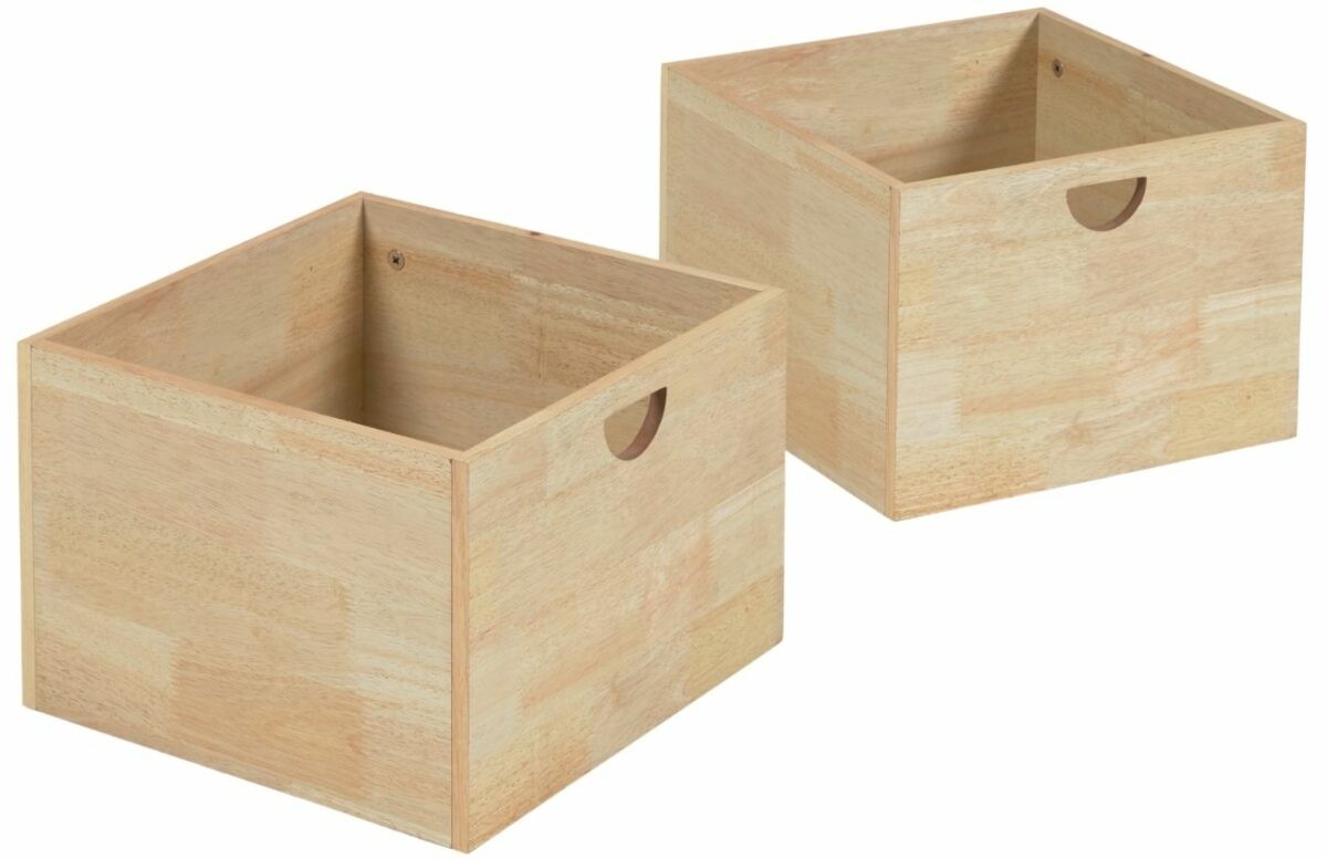 Set dvou přírodních dřevěných úložných boxů Kave Home
