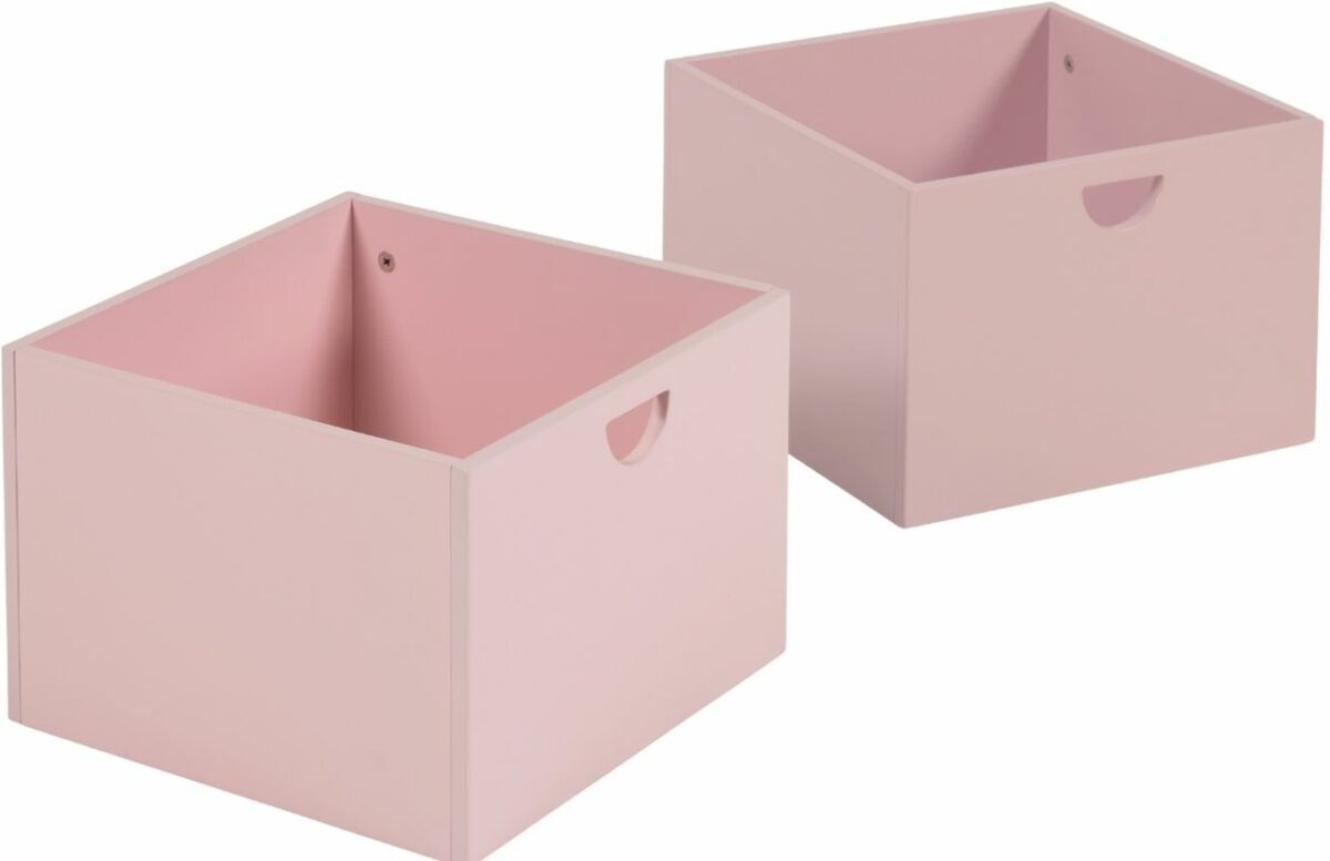 Set dvou růžových lakovaných úložných boxů Kave Home