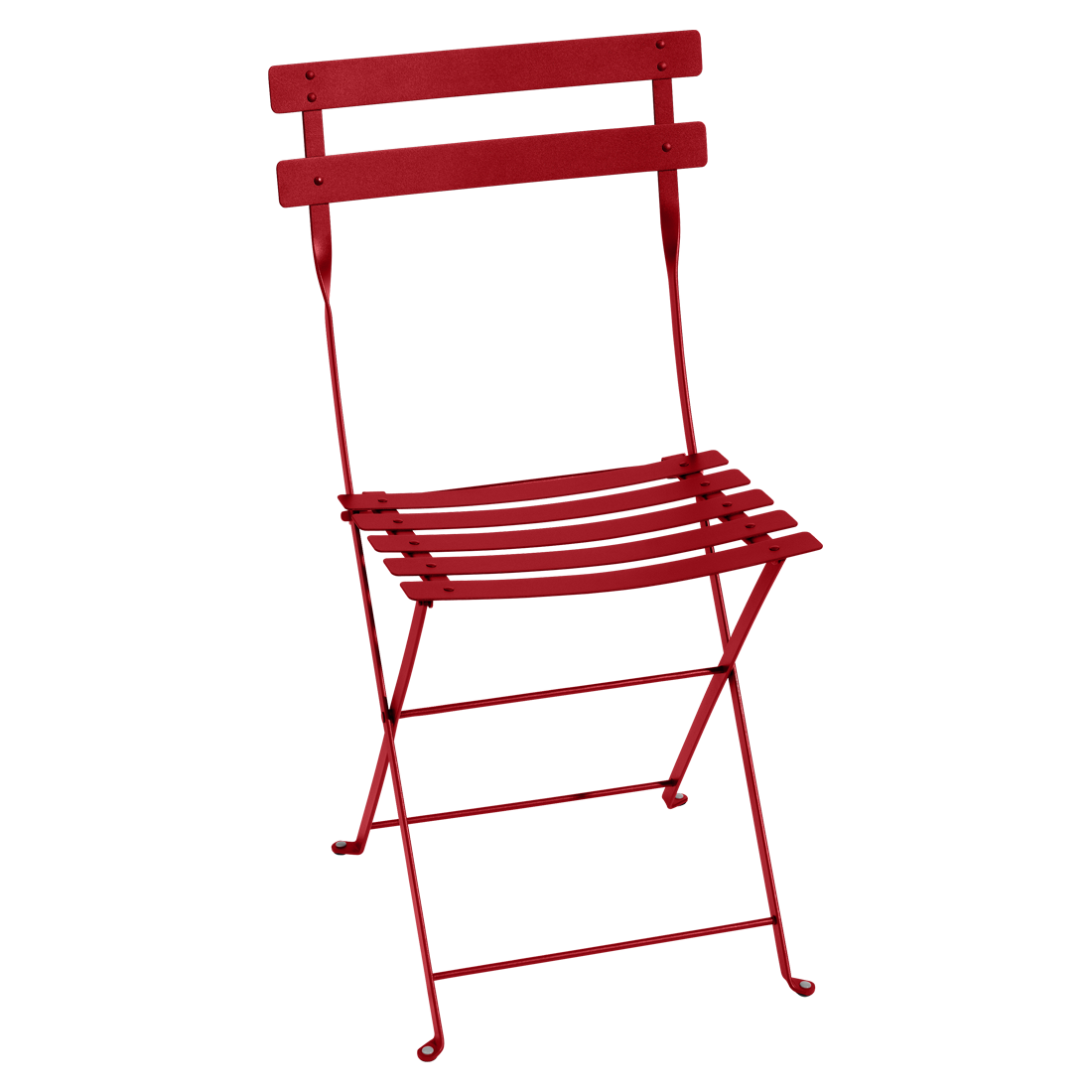 Makově červená kovová skládací židle