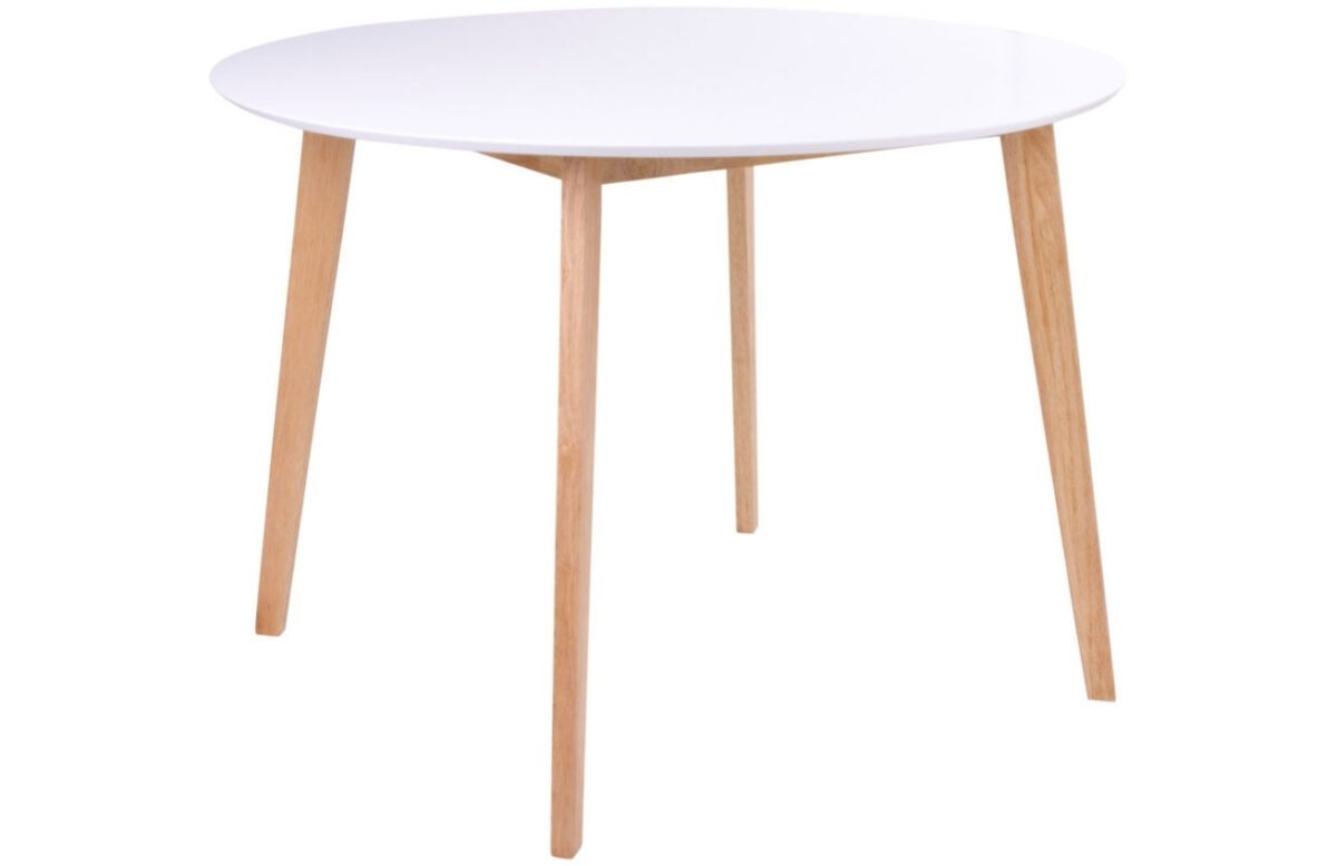 Nordic Living Bílý dřevěný kulatý jídelní stůl