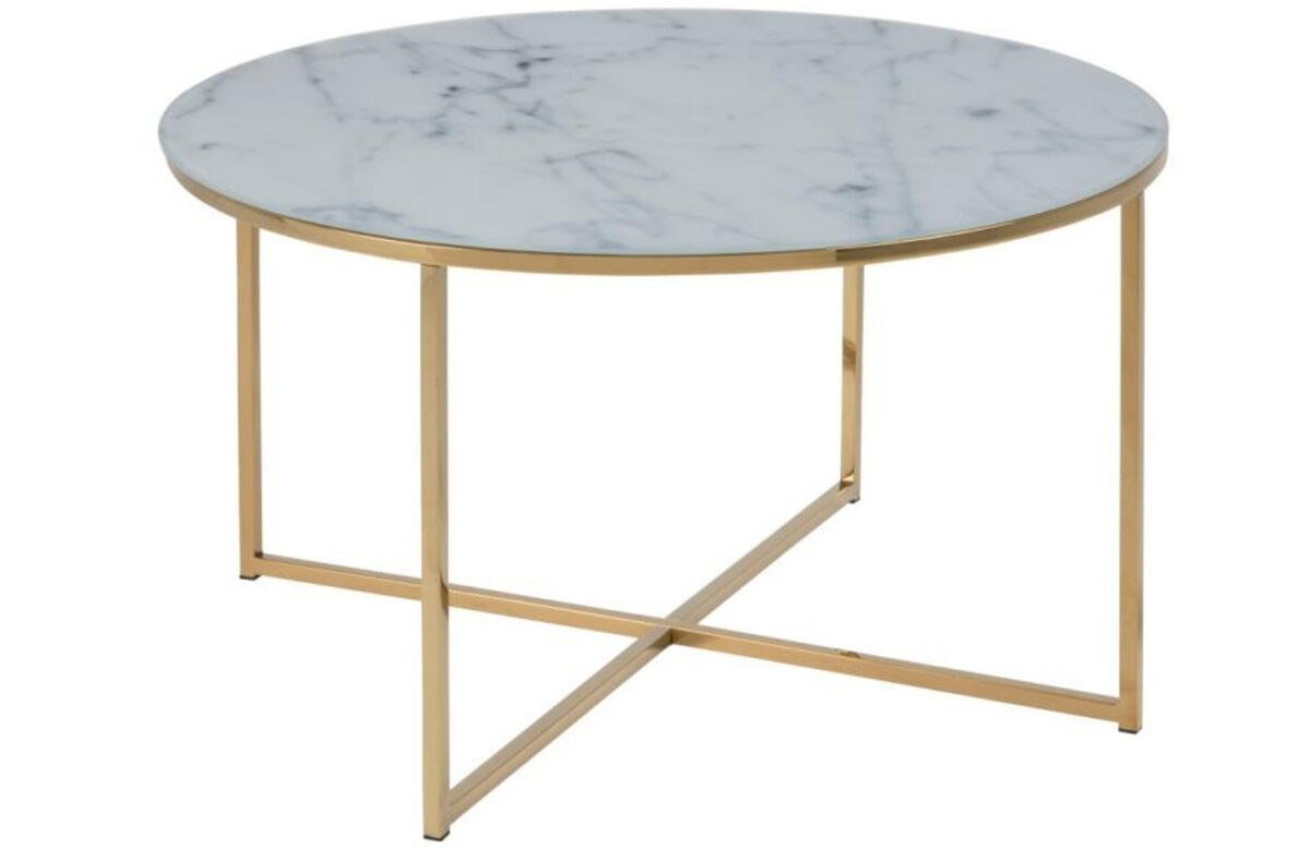 Scandi Bílo-zlatý skleněný konferenční stolek Venice