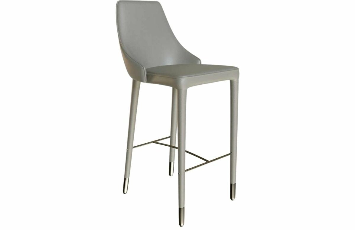 Světle šedá koženková barová židle
