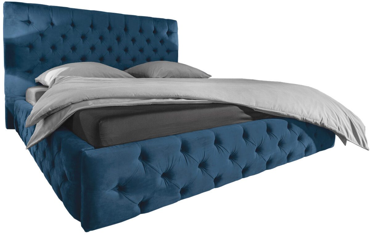 Moebel Living Modrá sametová postel Vivian