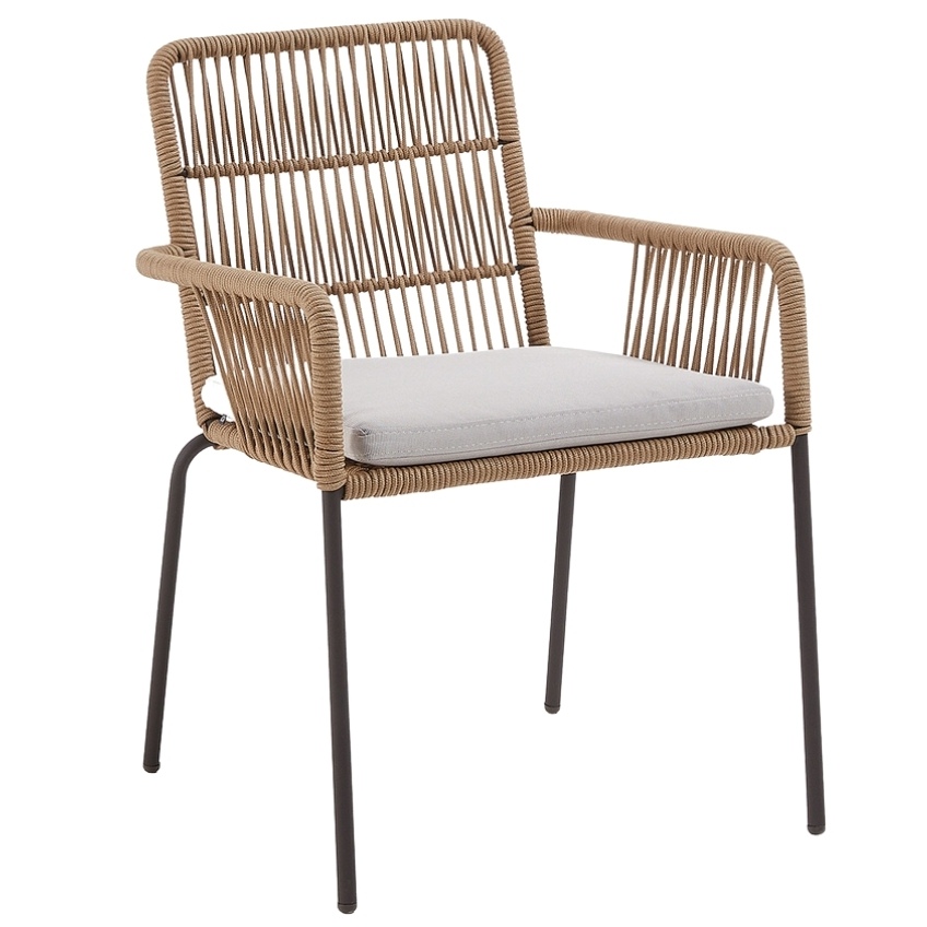 Béžová pletená zahradní židle Kave