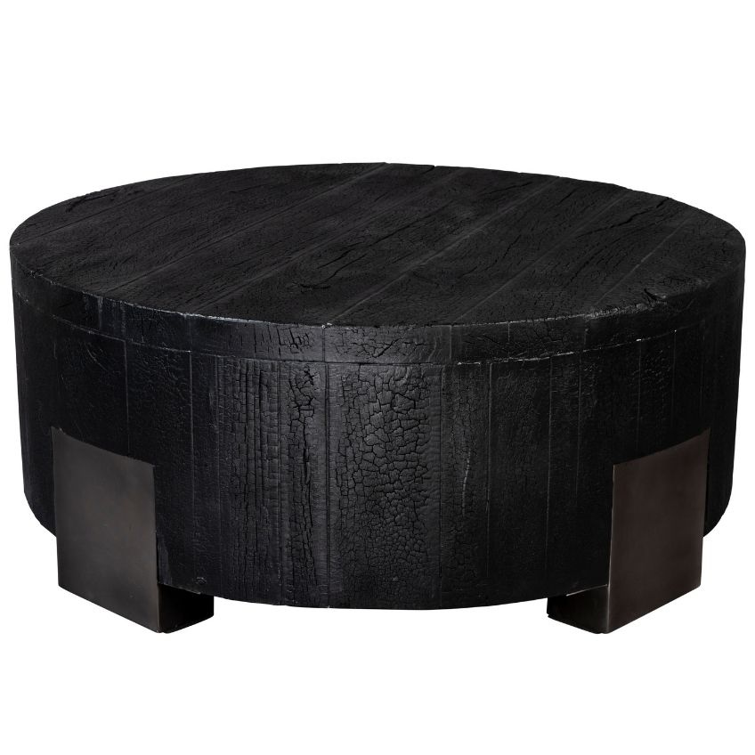 Černý akátový kulatý konferenční stolek Dutchbone