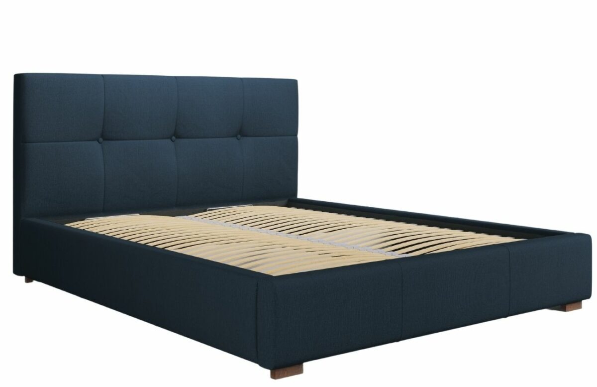 Modrá látková postel MICADONI SAGE 160 x 200