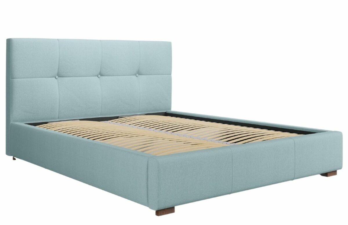 Světle modrá látková postel MICADONI SAGE 160 x