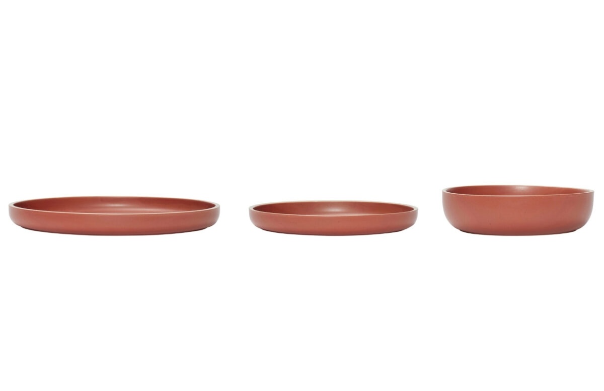Sada terakotově červeného keramického nádobí Hübsch