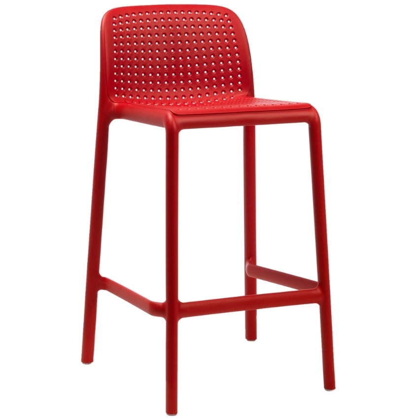 Nardi Červená plastová barová židle Lido