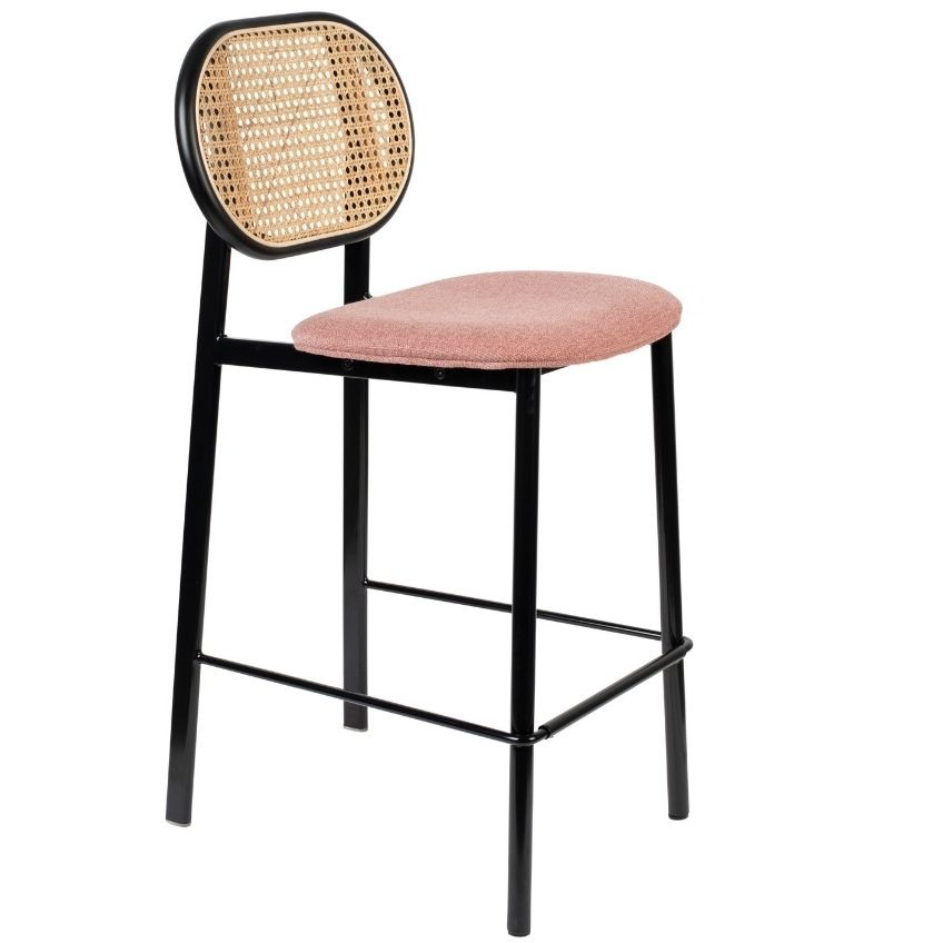 Růžová látková barová židle