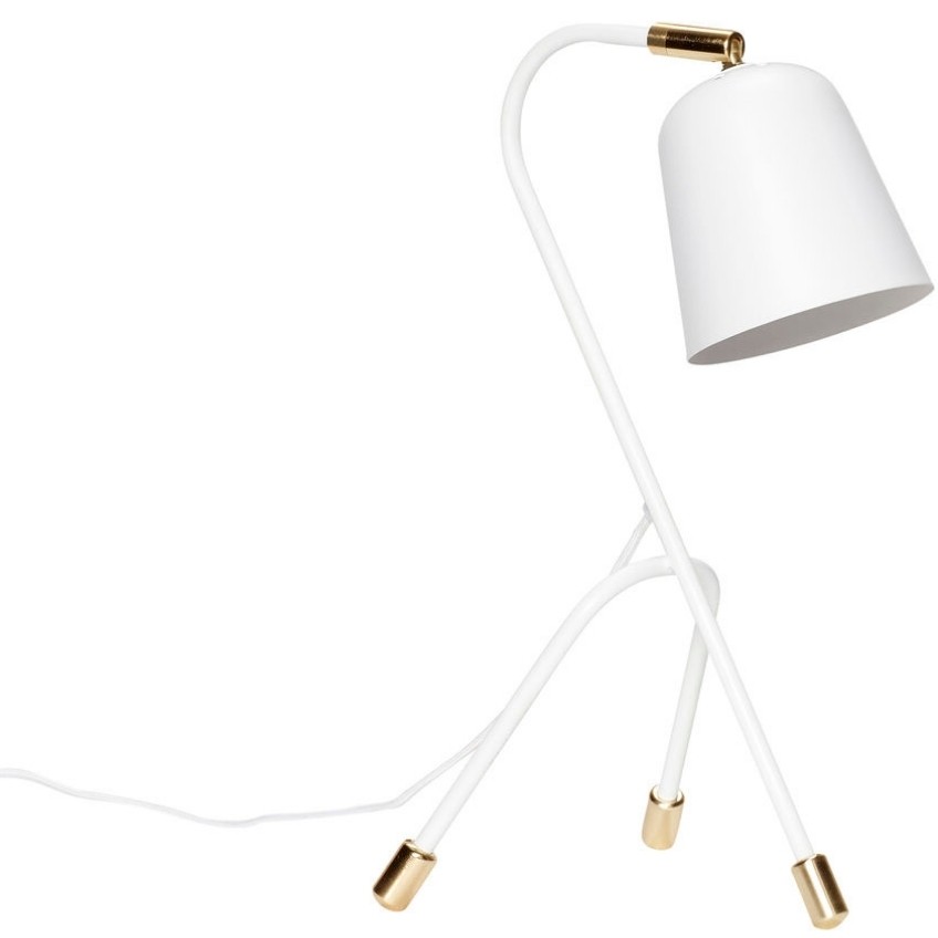 Bílá kovová stolní lampa