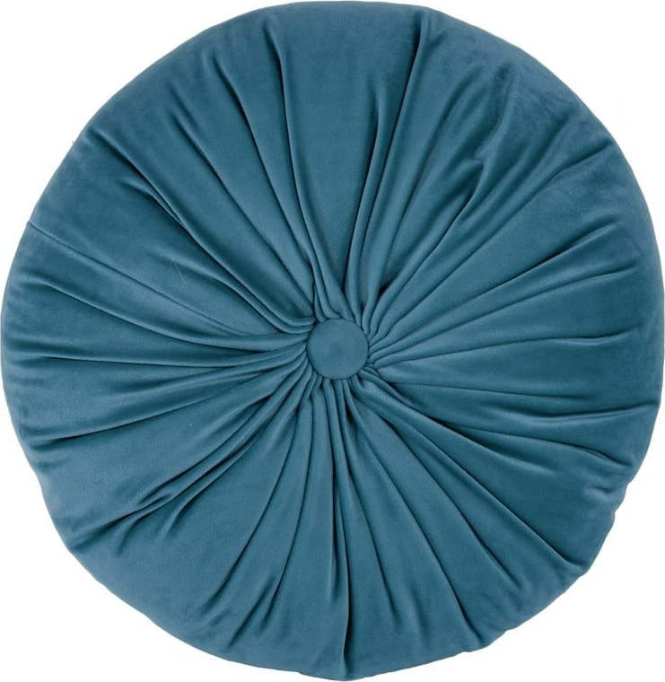Modrý sametový dekorativní polštář Tiseco Home