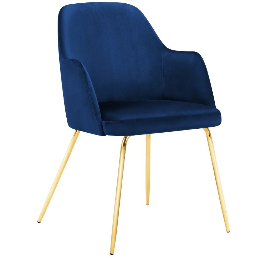 Královsky modrá sametová jídelní židle