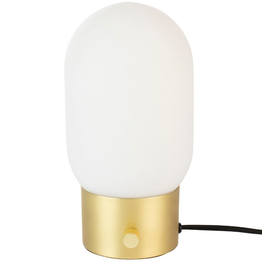 Bílo zlatá skleněná stolní lampa