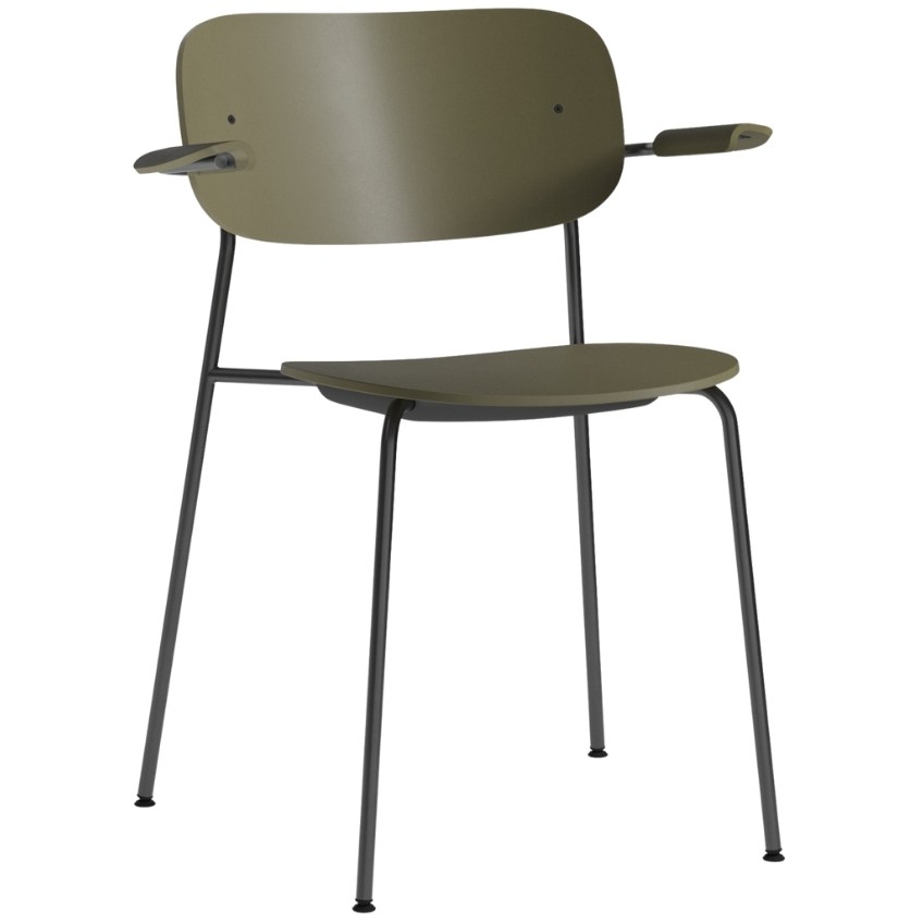 Olivově zelená plastová jídelní židle MENU