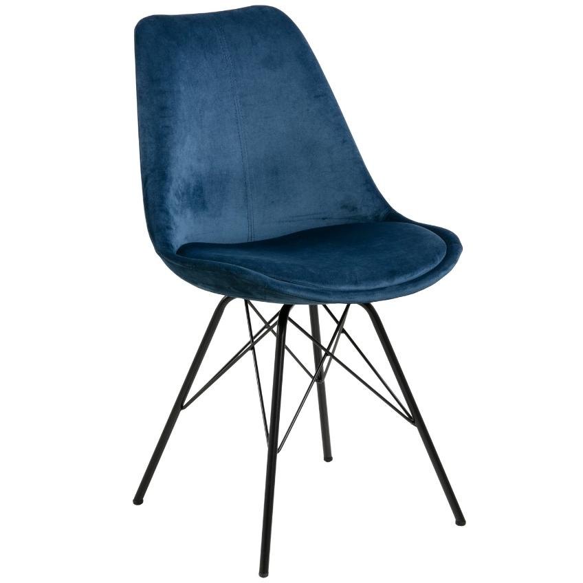 76Scandi Modrá sametová jídelní židle Erisa