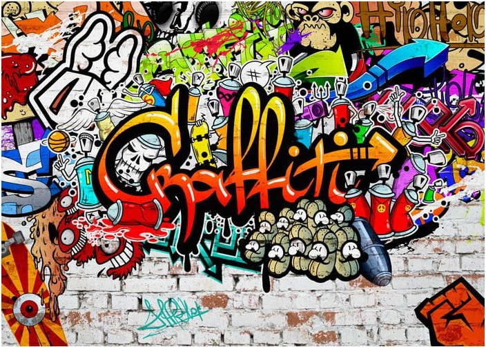 86Velkoformátová tapeta Bimago Colourful Graffiti