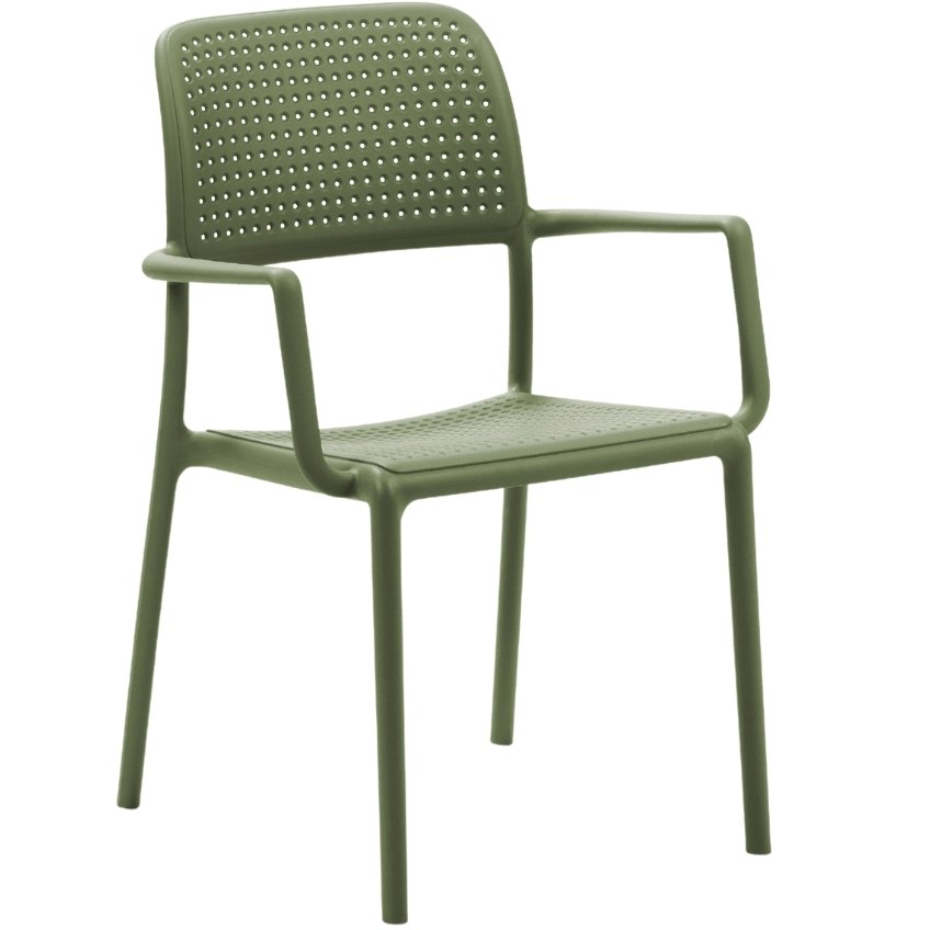 Nardi Zelená plastová zahradní židle Bora s područkami