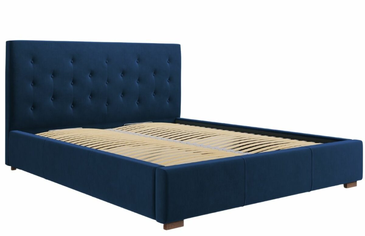 Královsky modrá sametová postel