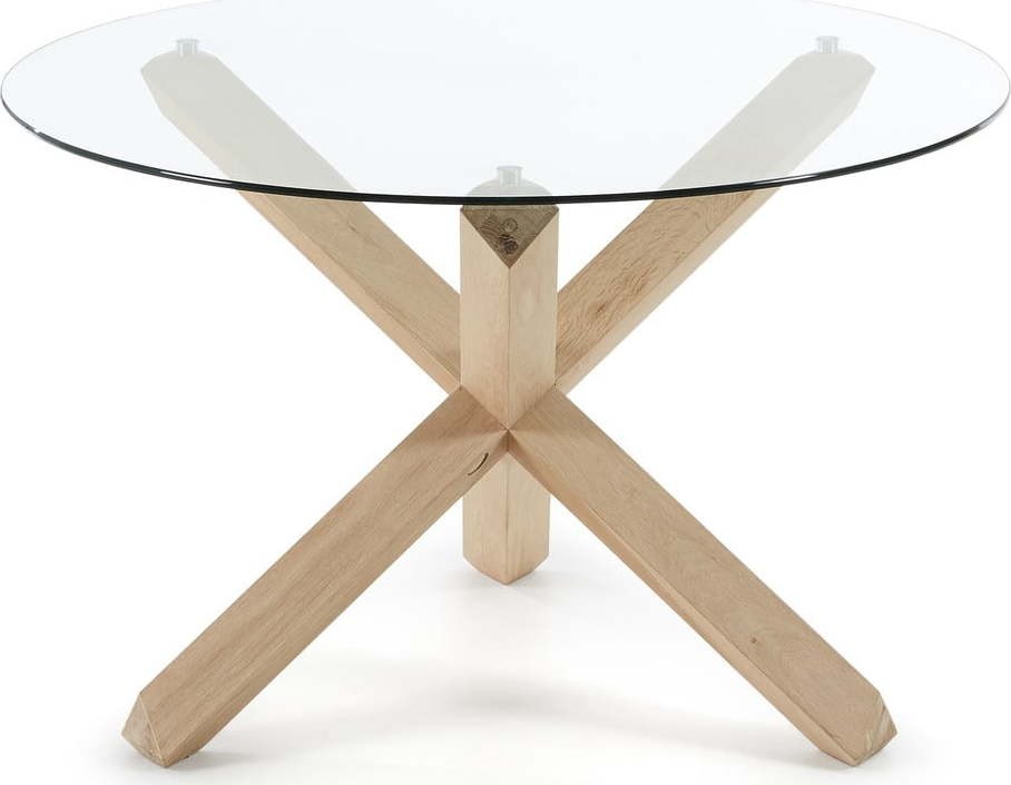 Dubový jídelní stůl se skleněnou deskou