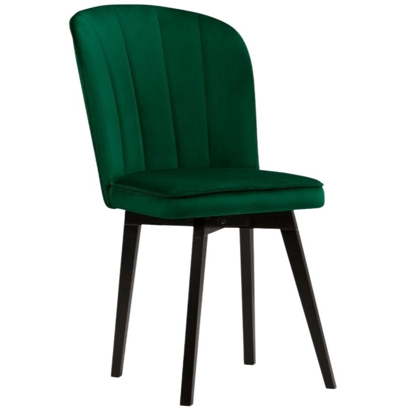 Tmavě zelená sametová jídelní židle MICADONI