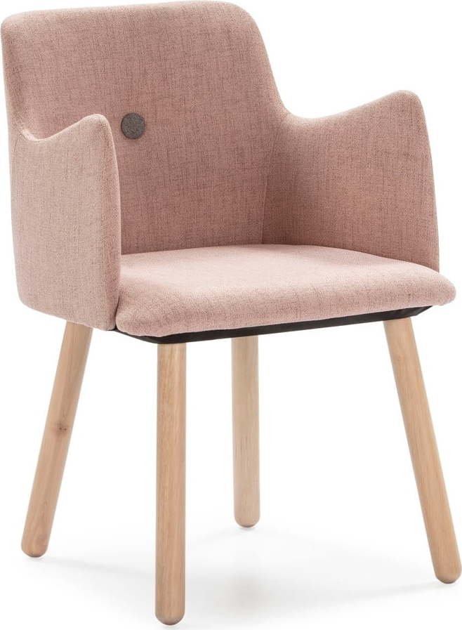 Růžová jídelní židle s nohami ze