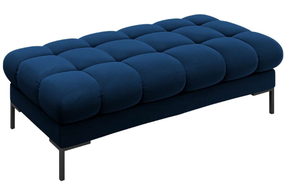Modrá sametová lavice Micadoni Mamaia 133 cm s černou