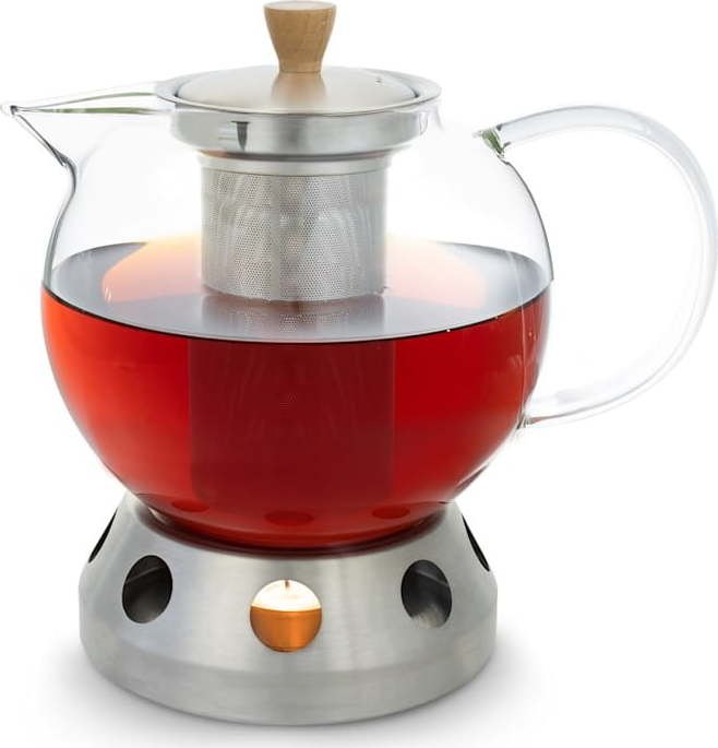Skleněná čajová konvice s ohřívačem