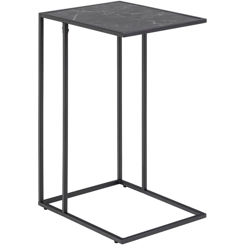 Scandi Černý kovový odkládací stolek s mramorovým