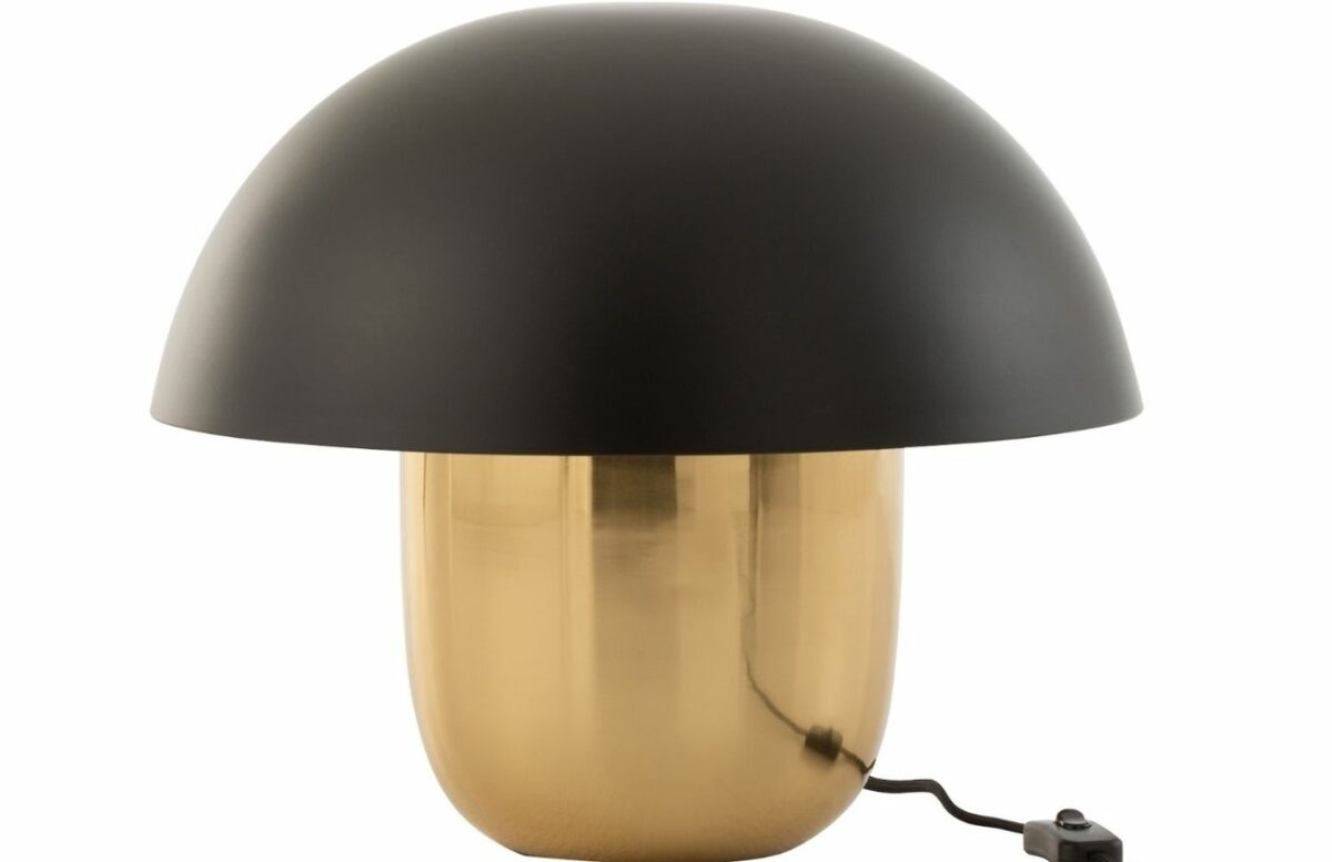 Černo zlatá kovová stolní lampa J-line Mushroom