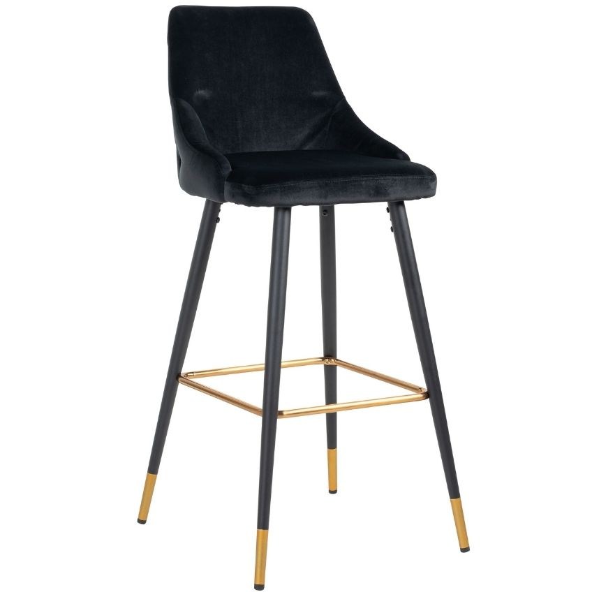 Černá sametová barová židle Richmond
