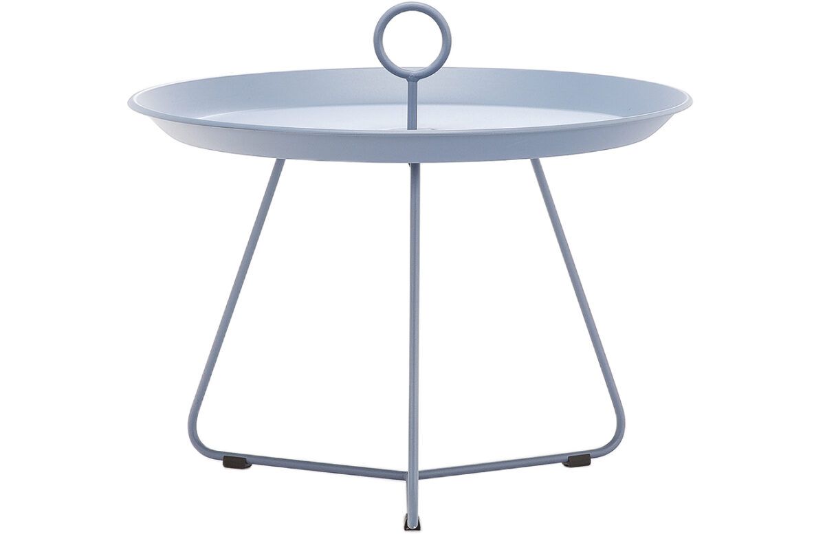 Světle modrý kovový konferenční stolek